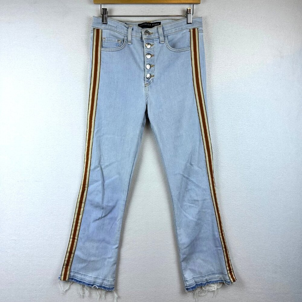 Veronica Beard Carolyn Boot Cut Flare Striped Jeans Womens Size 27 Boho Western